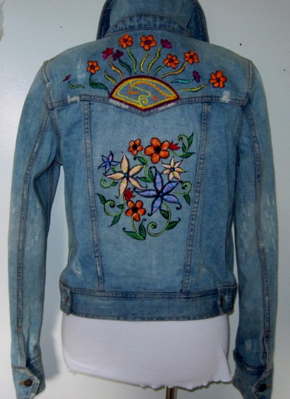 Items similar to Embroidered Denim Jacket / Custom Orders / Hippie