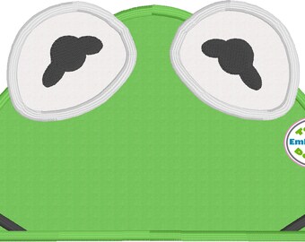 Green Frog Peeker Appliqué Machine Embroidery Design
