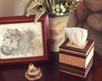 Wooden Tissue Box Cover | Free Domestic Shipping! | Tissue Box Cover Wood, Tissue Box Holder, Premium Hardwoods, Walnut, Cherry, & Maple