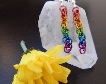 Dangling Rainbow Chainmaille Earrings