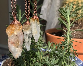 Raw Citrine Crystal Necklace Small Electroformed Pendant Gift