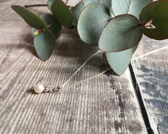 Sterling Silver and Freshwater Pearl Necklace, Pearl Necklace, Anniversary Gift