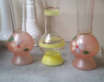 Lot of Bartlett Collins Vases || Yellow || Pink Flowers