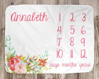 blanket milestone baby personalized