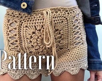 High-waisted shorts PATTERN , Crochet shorts, Swimsuit cover up pattern, Crochet shorts pattern, Crochet cover up pattern, Bikini cover up