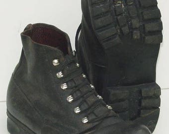 Authentic Swiss army Alpine Mountain boots Black leather ankle shoes combat assault military mountaineering