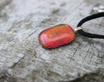 Red/Orange dichroic glass Necklace