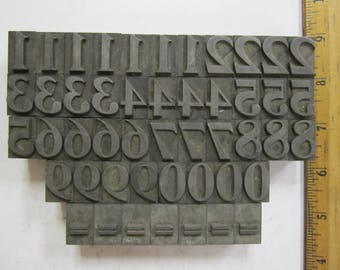 Vintage 60 pt Lead Letterpress Set Numbers 0-9 Equal Card Invitation 60 pt Lot of 48 J10