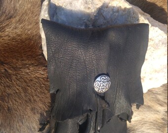 Rich black deerskin tarot/rune/possibles bag or belt pouch