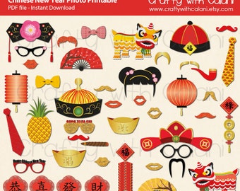 Chinese New Year Photo Booth Prop, Chinese New Year Party Printable, Lunar New Year Photo Props Printable