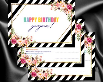 LLR kit,Custom Birthday Card, Striped Floral Bundle, LLR Marketing kit, Branding, Marketing for Consultant | MKBI_02