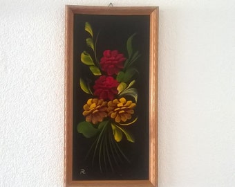 Wood with painted flowers vintage