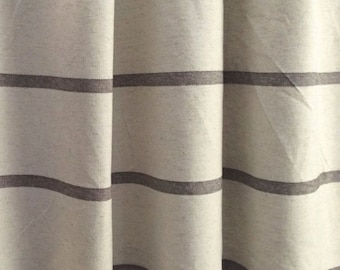 Modern Farmhouse Shower Curtain Stripe Brown Ticking Striped Fabric Extra