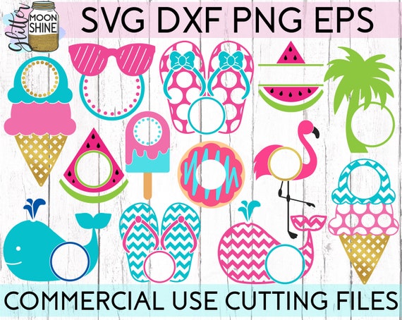 Download Summer Monogram Frame Bundle of 13 svg dxf eps png Files for