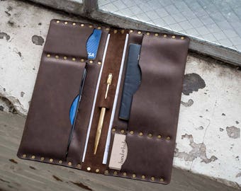 Leather Travel Folio, Travel Wallet, travel organizer, ticket wallet, leather travel case, passport wallet, passport holder, personalized