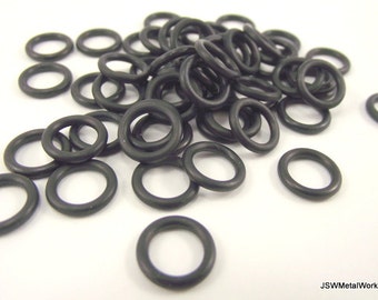 1 oz Black Rubber Jump Rings, EPDM O Rings, 16 ga SWG 5/16, 14ga AWG 7.9mm