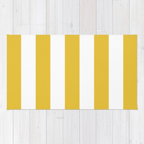 Stripes Area Rug Yellow and White Stripes Rug Printed Rug