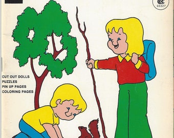 Vintage Teeny Weeny Adventures Toby and Terri Go Camping Coloring/Activity Book, 1973