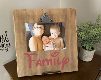 Disney inspired family photo frame / wood picture frame / custom photo frame / painted photo frame / family photo / home decor / 5 x 7 frame