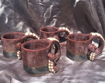 Set of 4 octopus tentacle mugs