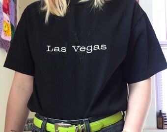 Vintage Las Vegas embroidered black shirt