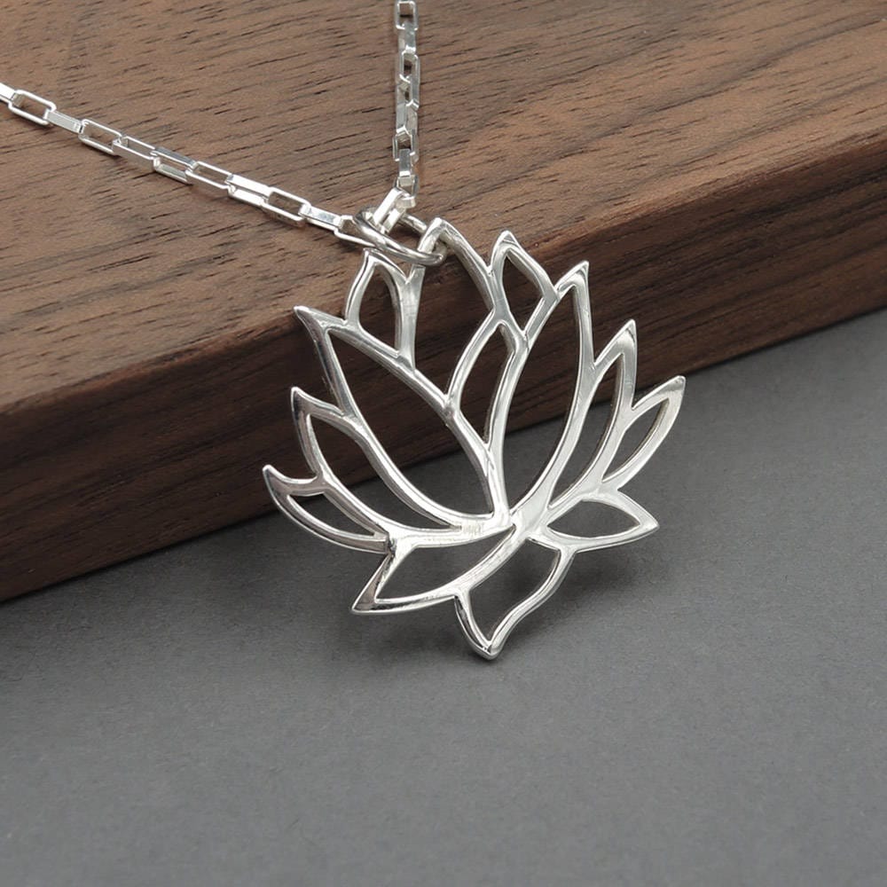 Lotus Necklace Sterling Silver Lotus Flower Necklace Lotus