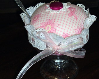 Pink Ribbon Sundae Pincushion