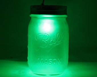 Emerald Green Mason Jar Night Light