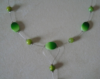 Whimsical necklace in shades of green