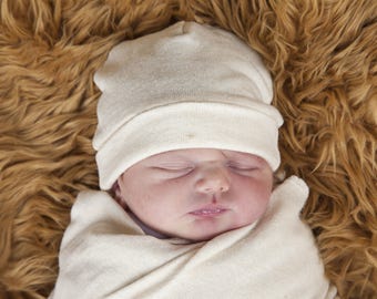 Baby Hat - Natural Color Organic Cotton Hemp Jersey - Eco Friendly - Newborn - Baby Shower