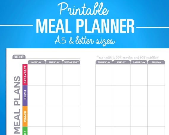 Printable Meal Planning Calendar Tracker Digital PDF