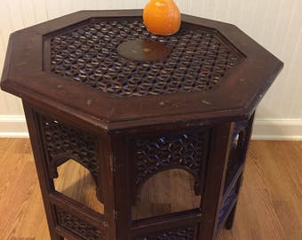 OCTAGON MOROCCAN TABLE, Folding Table, 20" Height X 22.5", Octagon Table, Teak Table Moroccan Table, Side Table, Mid Century at Modern Logic