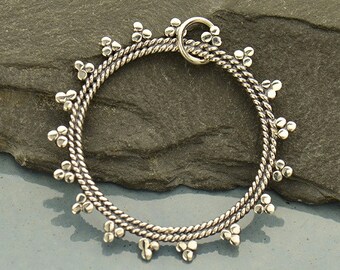 Sterling Silver, Open Mandala, Sun Pendant, Sun Charm, Silver Sun Pendant, Silver Sun Charm, Mandala Pendant, Mandala Charm, Granulation