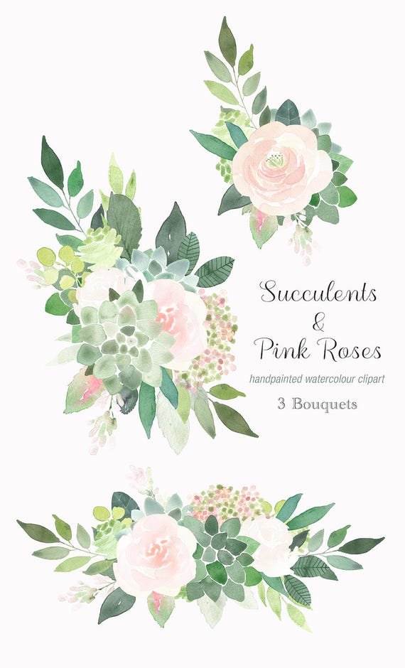 Succulents and Pink Rose Bouquets wedding bouquets floral