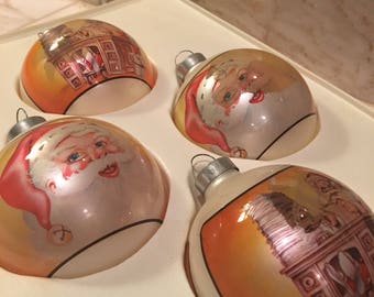 Pyramid Brand Vintage Christmas Ornaments with Santa Claus