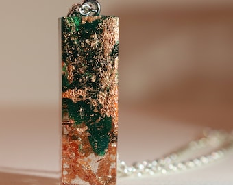 Green Resin Pendant with Gold Flakes