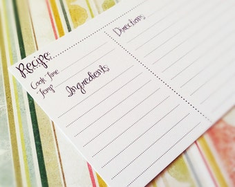 Set of 50 Recipe Cards - Profesionally Printed Whimsical Black and White 4x6 Heavy Duty Recipe Cards
