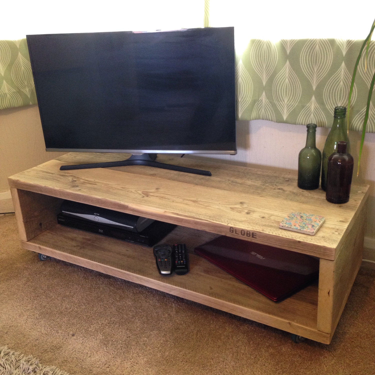 Scaffold board coffee table / TV unit upcycled from