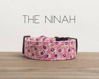 Girly Vintage Inspired Pink & Purple Dog Collar "The Ninah"