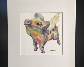 Flying Pig Print Matted or Print Only