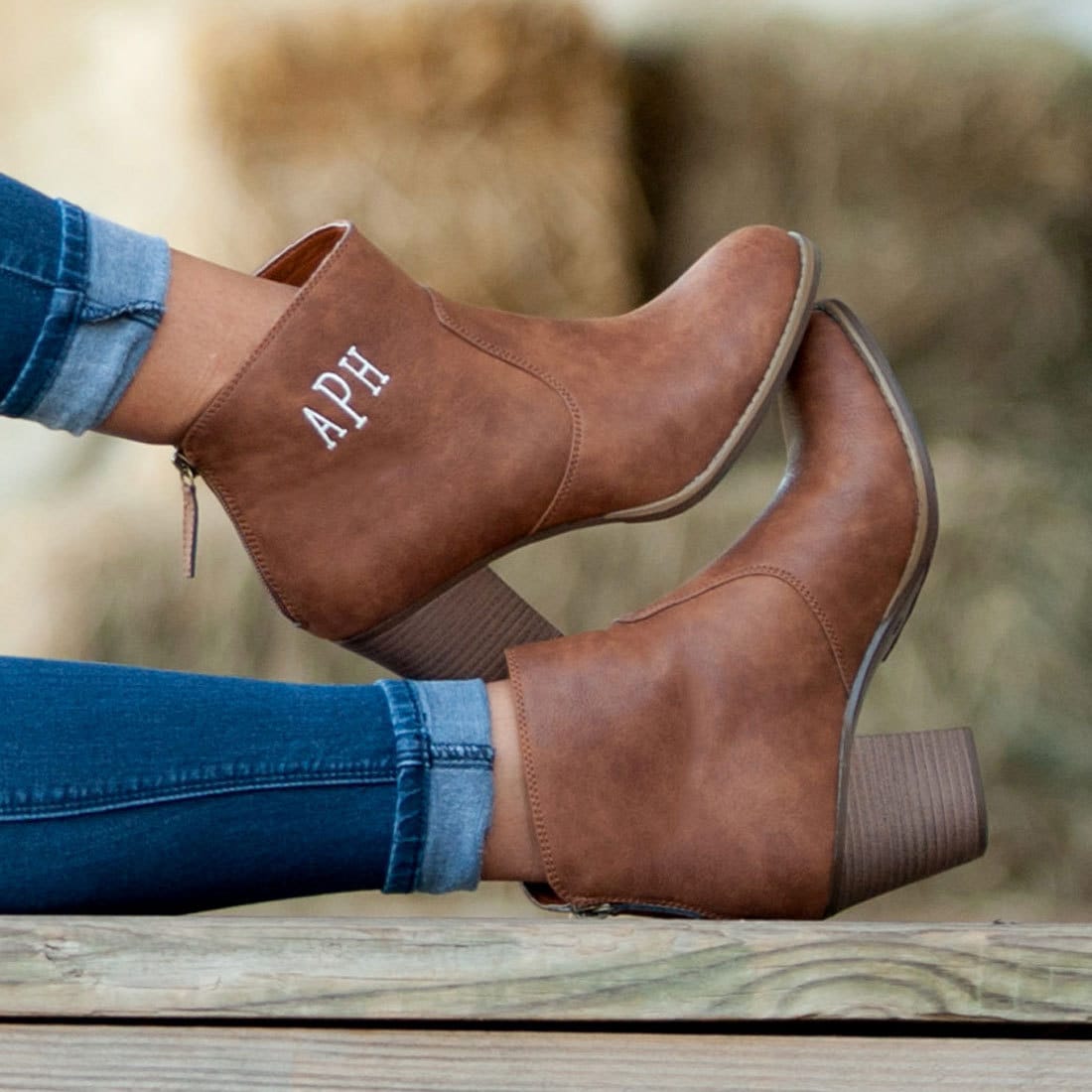 monogram lace up boots