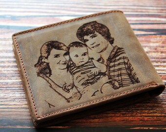 Mens Wallet, Personalized Wallet, Engraved Mens Wallet, Leather Wallet, Gift For Men, Monogram Wallet, Fathers Day, Christmas Gift, Mens