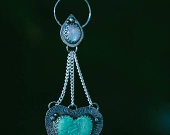 Moonstone & Australian Variscite statement necklace