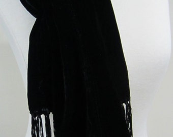 Hand Dyed Silk Rayon Velvet Scarf (Jet Black)