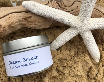 Ocean Breeze 4 oz Soy Wax Candle