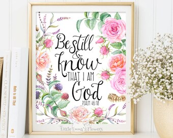 printable wall art Be still and know print Psalm 46 10 nursery decor Scripture art bible verse print kids decor Printable Bible art ID95-4