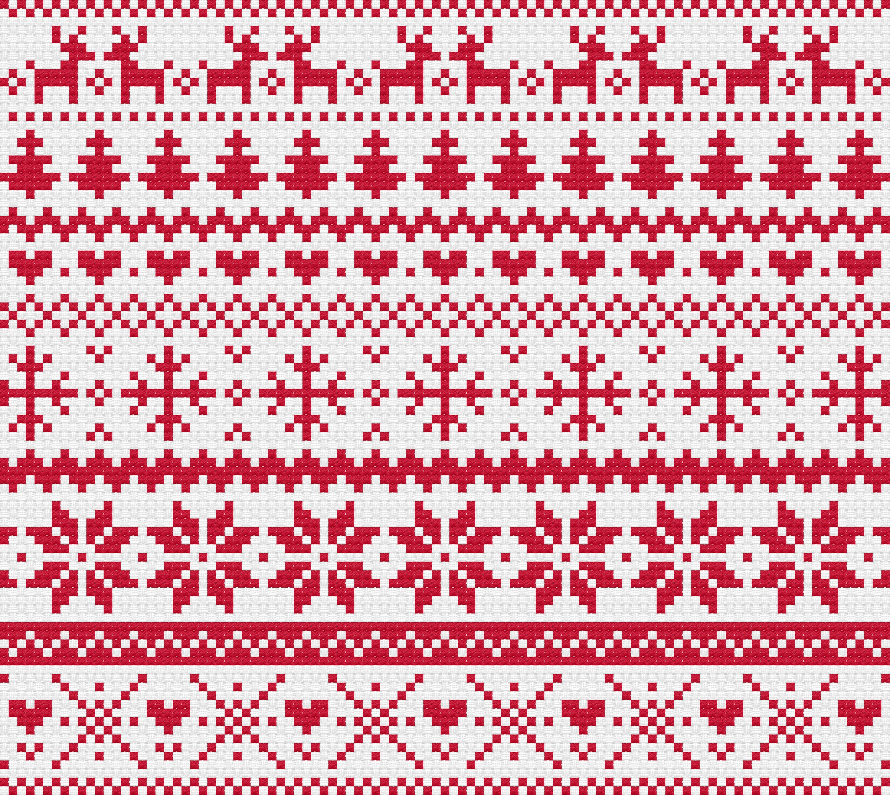 Christmas Red Fair Isle Modern Cross Stitch Pattern