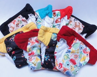 Set of 8 potty training pants for girls or boy, cloth pull up, washable cloth diapers, outdoor training underwear, daytime training pants