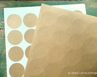 150 Kraft Stickers, 1.5" circles, recycled stickers, kraft brown stickers, 1 1/2 in. round stickers, grocery bag stickers (5 sheets)