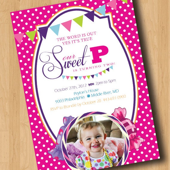 Candy Themed Birthday Birthday Party Invitation Digital
